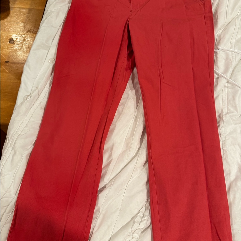Red Straight-Leg Pants